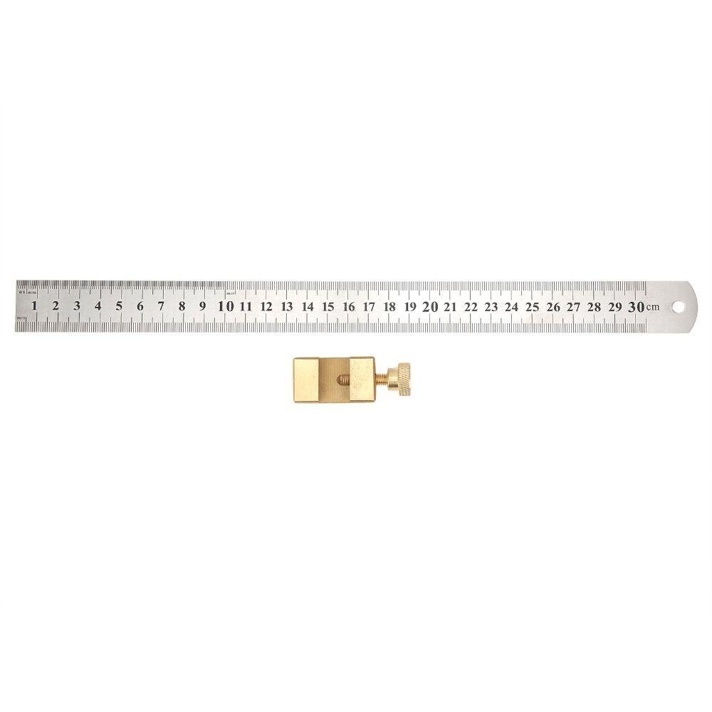 

Solid Brass Steel Ruler Positioning Tool Fixed Block Steel Ruler Stop Fence Angle Woodworking Line Locator