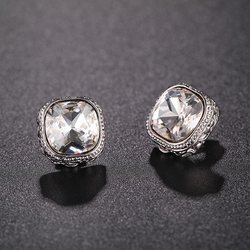 Luxury Gorgeous Square Crystal AAA Rhinestone Clip on Earrings New Design Simple Gold No Pierced Ear for Women Jewelry