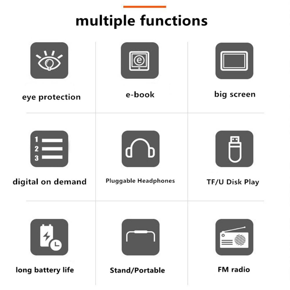 Multifunctional Portable Tempered Screen 13-inch Video Player HD Player MP3/4 Speaker FM Radio E-book Amplifier Audio