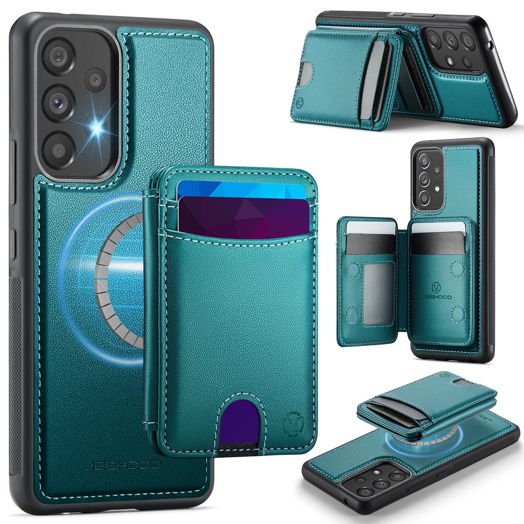 For Samsung Galaxy A53 5G Magnetic Case JEEHOOD J10 Leather Back Phone Cover with Detachable Card Holder Kickstand
