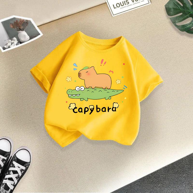 Children's Casual Short-sleeved T-shirt, Summer Boys' And Girls' Cute Capri Blouse
