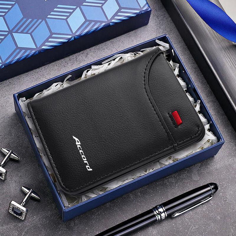 New Leather Car Badge Wallet Credit Card Driver's License Purse For Honda Civic FIT Accord CRV 5th City CRZ CRX Jazz HRV Odyssey LK6
