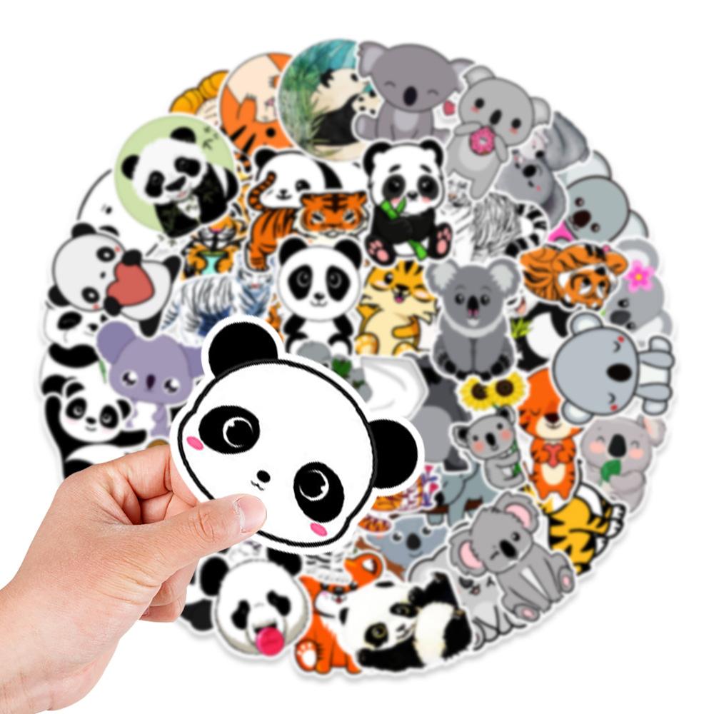 50 Photos of Panda Tiger Graffiti Stickers Skateboard Mobile Phone Kettle Hand Tent Creative Stickers Cute Pet