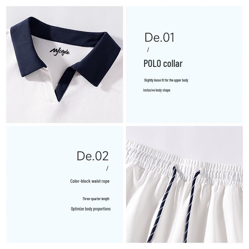 Damen Polokragen Color-Block T-Shirt & Shorts Set