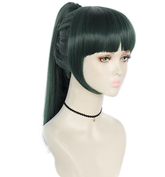 

Парик для косплея аниме Маки Зенин, темно-зеленый костюм с хвостиком, термостойкие синтетические волосы, дзюдзюцу кайсен, женские карнавальные вечерние парики One Size зелёный