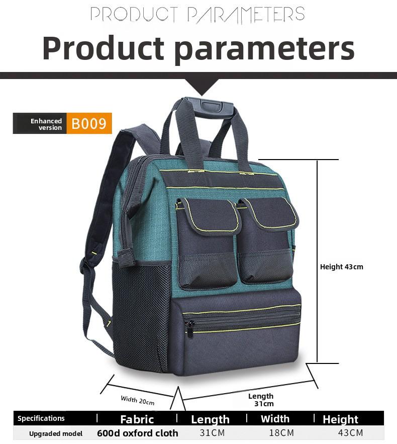 Durable Oxford Fabric Backpack for Electrician Repair Large Capacity Tool Bag with Multiple Pockets Heavy Duty Rucksack for Work