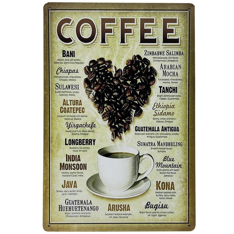 Vintage Metal Tin Signs Wall Decor Plaque Retro CafeArt Posters Kitchen Bar Pub Club Coffee Shop Plate Room Decoration