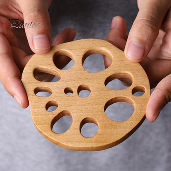 Sottobicchiere in legno Radice di loto Fette Biscotti Fiori Sottobicchiere da tavolo Tappetino isolante versatile per la decorazione domestica