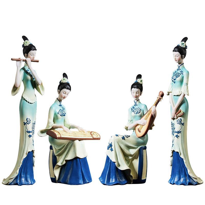 Chinese Style Only Green Ornaments Chinese Style Classical Ladies High-end Living Room Entrance Wine Cabinet Light Luxury Decorations