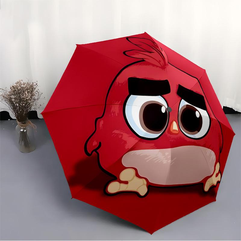 1pc Angry Bird Automatic Open/Close Folding Umbrella, Windproof 8-Rib Construction, Lightweight Travel Umbrella for Women/Men 15