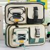 1pcs Workwear Design Student Pen Case Pen Bag Large Capacity Fabric Multi-Compartment Design Pencil Box Stationery