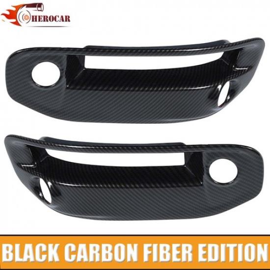 Front Carbon Fiber Fog Light Cover Bezel Replacement For Dodge RAM 1500 +