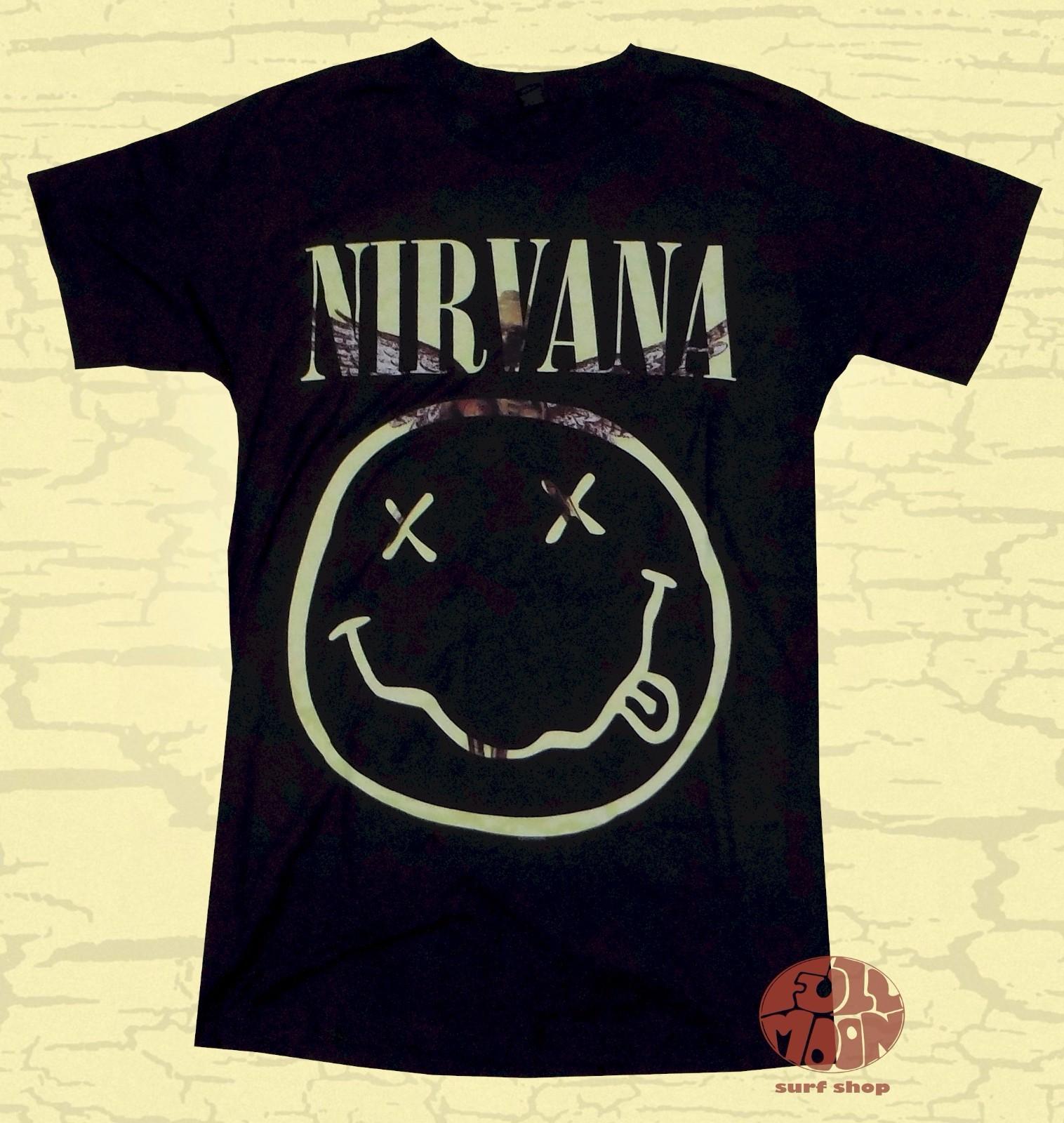 New Nirvana In Utero Smile Classic Grunge Black Vintage Mens T-shirt S