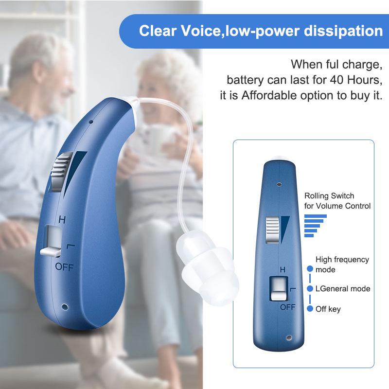 BTE Rechargeable Hearing Aid Pair for Elderly - Overseas Version