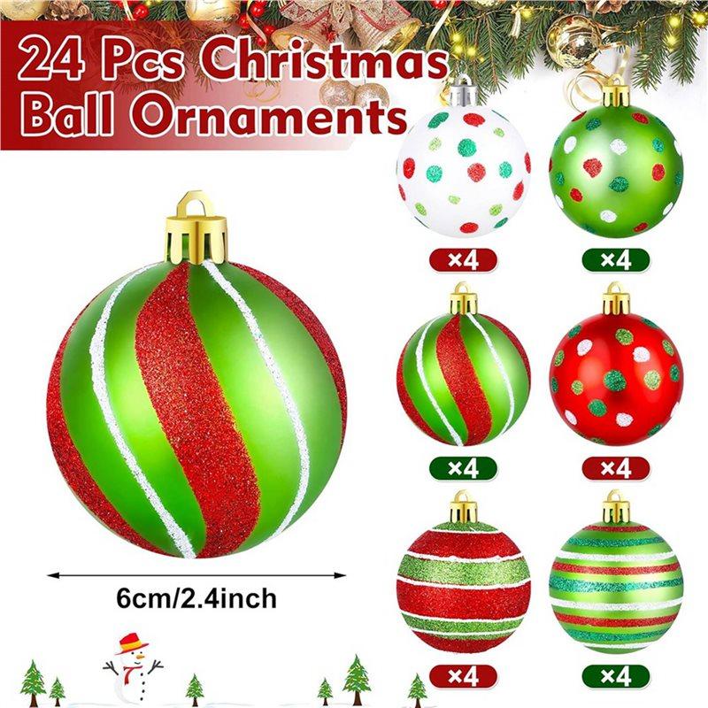 48 Pcs Christmas Tree Ball Ornaments 2.4 Inch Glittering Plastic Hanging Decorations For Xmas Decor