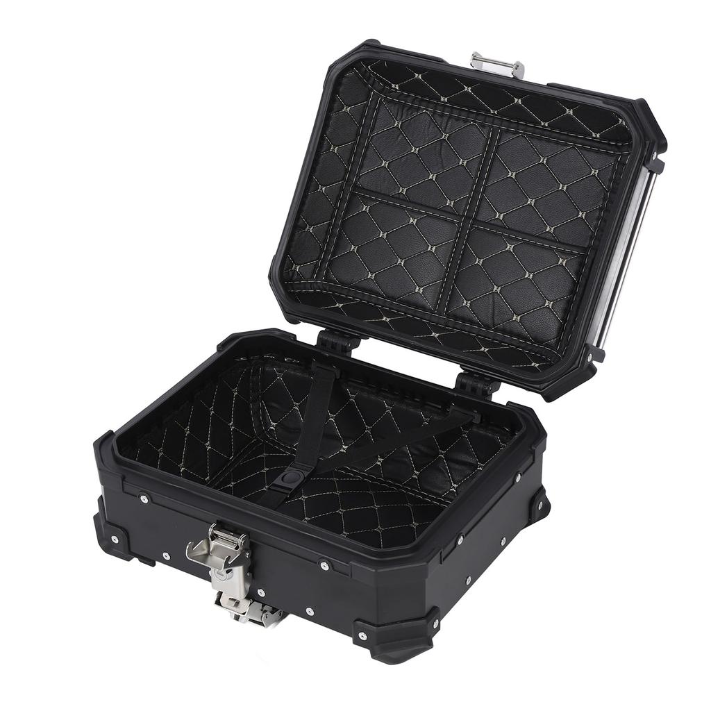 Rear Top Case Aluminum Alloy Water Resistant Fit Motorcycle Top Box Shockproof with Safety Lock for Helmet Luggage