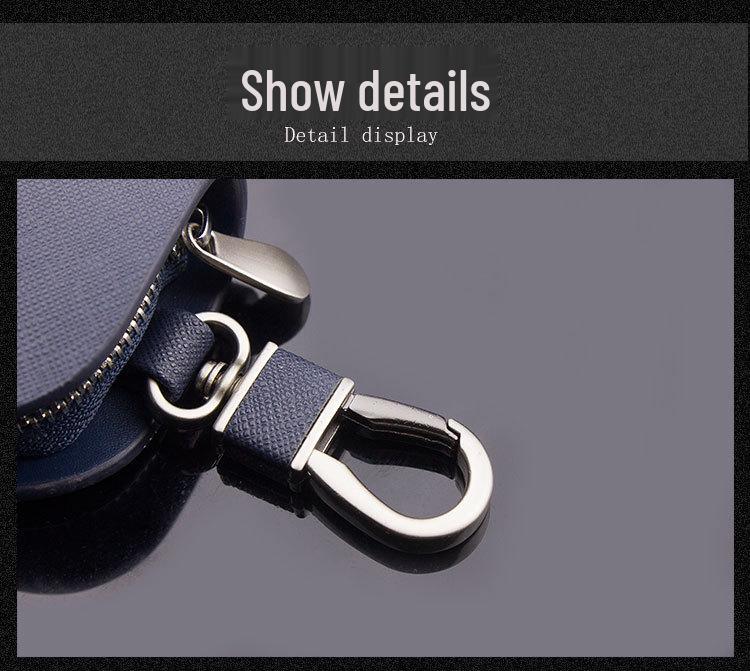 Men's Universal Handmade Cowhide Car Key Case with Zipper – Waist-Mounted, Cute Korean Design