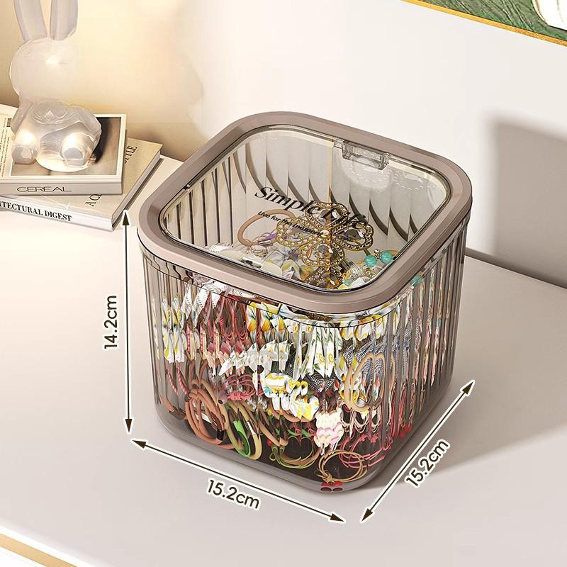 New Mini Desktop Storage Box with Lid Dust Proof Hair Accessories Organizer Makeup Sundries Bucket Holder Case Desktop Trash Can