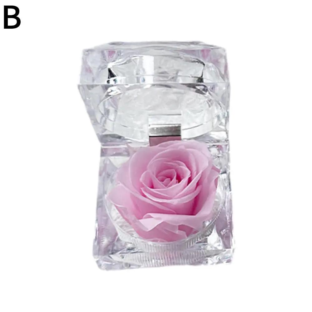 Rose Ewige Blume Acryl Transparente Schmuckschatulle Hochzeit Geburtstagsgeschenke Rosenbox Display Verpackung Party Valentinstag P9X2