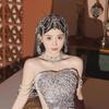 Bridal Exotic Mesh Rhinestone Multi-layer Hair Chain Headdress