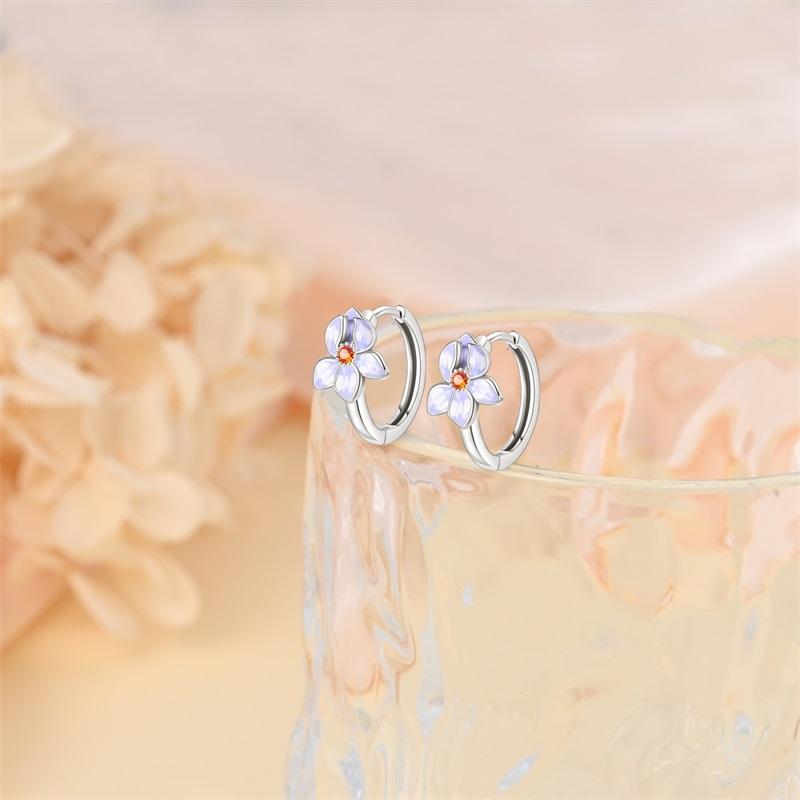 Women's Spring 925 Silver Butterfly Dragonfly Flowers Color Romantic Sweet Earrings Fit for Party Delicate Gift Jewelry