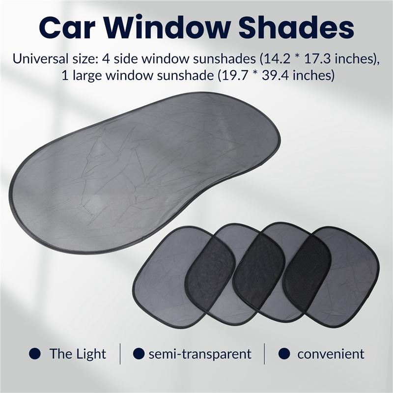 A51K-Car Window Shades,5 Pack Car Sun Shade For Side And Rear Window,Spf 30+ Protect Your Kids/Pets In Back Seat,Blocks Over 98%