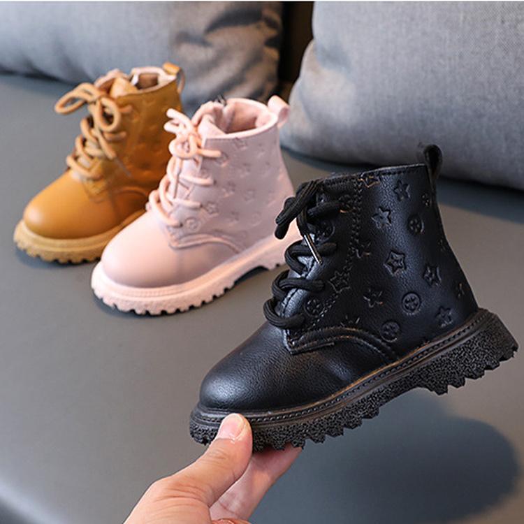 Dívčí boty do sněhu Chlapci Dívčí Podzimní PU kůže Dětské boty na motorku Batole Dětské Teplé Zimní Teplé sněhule