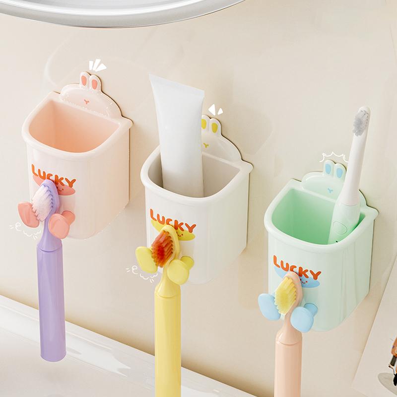 Niedlicher Cartoon Zahnbürstenhalter Zahnbürsten-Aufbewahrungsständer Wandmontiert Badezimmer Elektrische Zahnbürste Zahnpasta Aufbewahrungsbox
