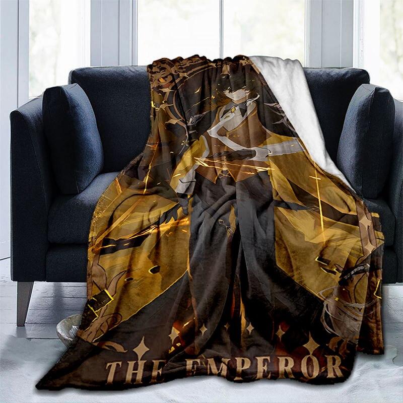 Pătură cu imprimeu Genshin Impact cu desene animate, flanel, căldură, moale, canapea extensibilă de pluș, pătură pentru aruncare, pătură de pluș, anime drăguț
