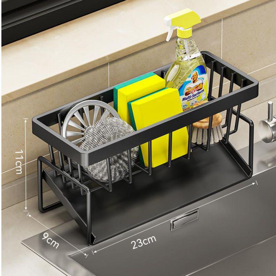 

YUJI Stainless Steel Drain Basket Kitchen Storage Rack with Sponge Rack Cleaning Towel Rack чёрный