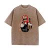 Fashion Russian Style Babushka Doll Print T-shirt Vintage Washed Casual Loose Short Sleeve Streetwear Tops