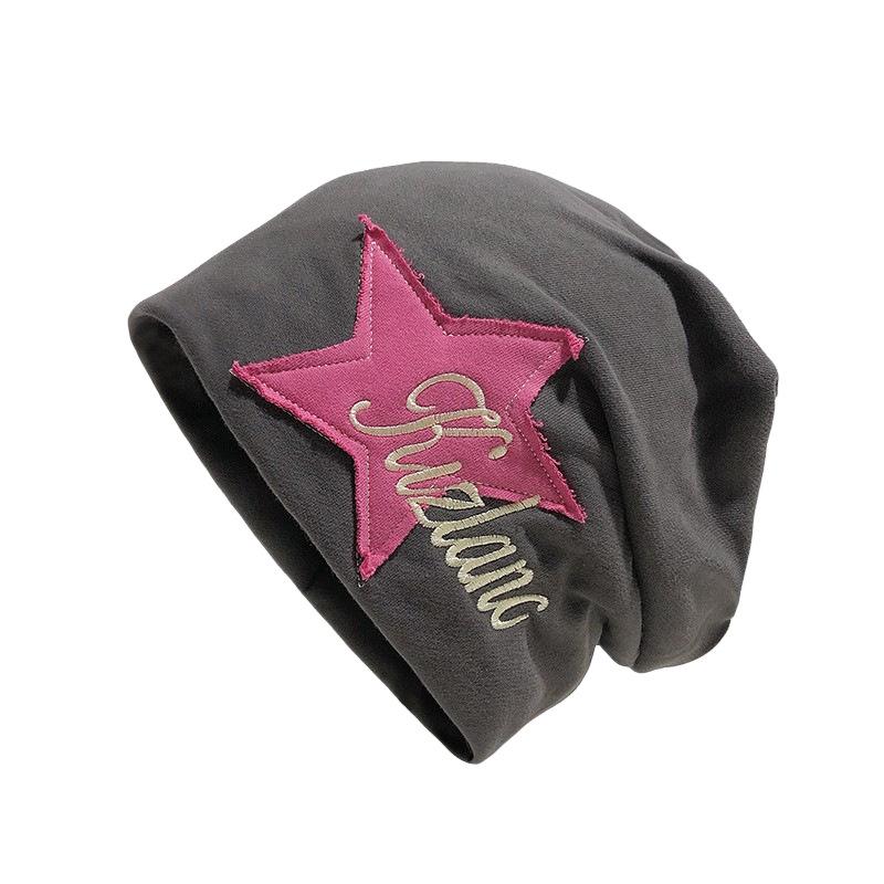 Cotton Knitted Cold Hat, Female, Versatile College Style, Stacked Hat, Autumn/Winter Star Cap, Ear Protection, Trendy Design