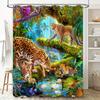 Tropical Rainforest Theme Waterproof Mold-proof Shower Curtain Home Decor Leopard Pattern Bath Curtain Creative Bathroom Item