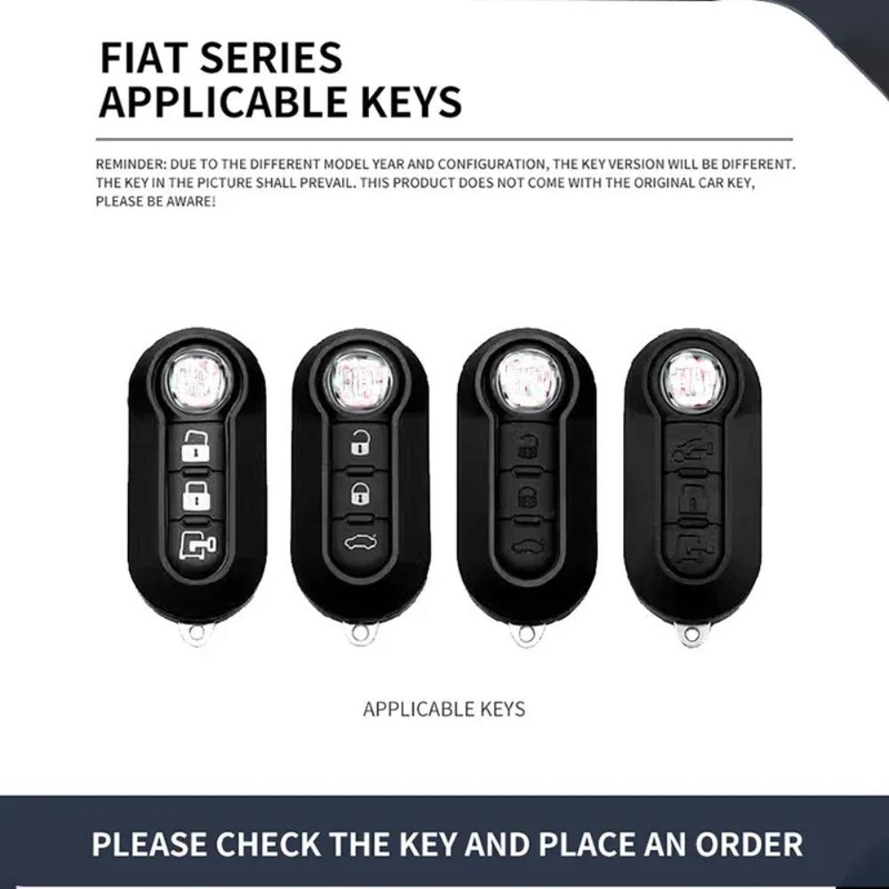 Suitable for Fiat 500 500C 500L 500X Zinc Alloy High-grade Leather Car Key Protective Cover Auto Accessories