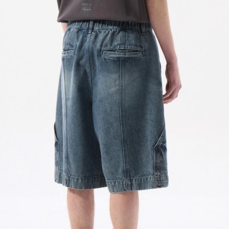 Customellow Blue Double Knee Denim Shorts Cwpam25372bux