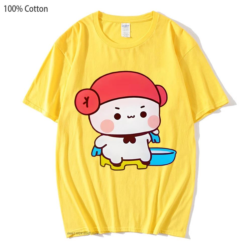 Mochi Panda and Brownie Bear Enjoying The Bath Shirt Cute Dudu and Bubu Couple T-Shirts Cotton Summer Clothes for Men Women