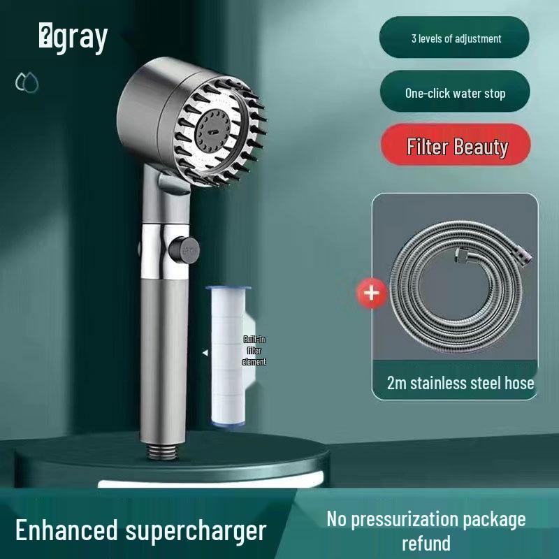 Ultra-High Pressure Massage Shower Head with Spray Booster and Hair Dryer Nozzle
