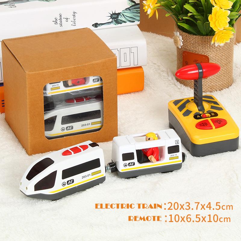 Remote Control Electric Train Set Magnetic Locomotive Diecast Slot Toy Fit for Wooden Railway Tracks Kids Vehicle Toys