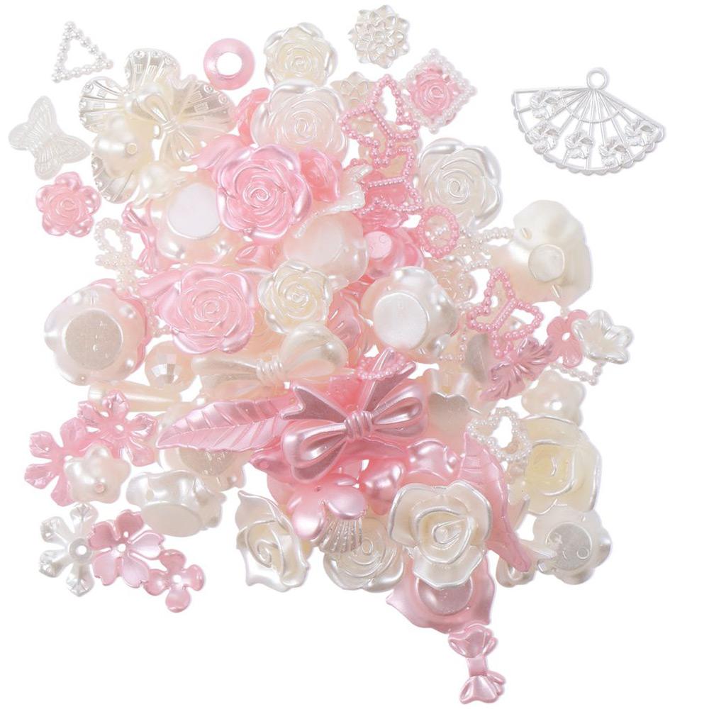 

250Pcs Pink White Butterflies for Crafts Resin Bows 3D Flatback Resin Beads Flower Butterfly Half Round Pearls Beads білий