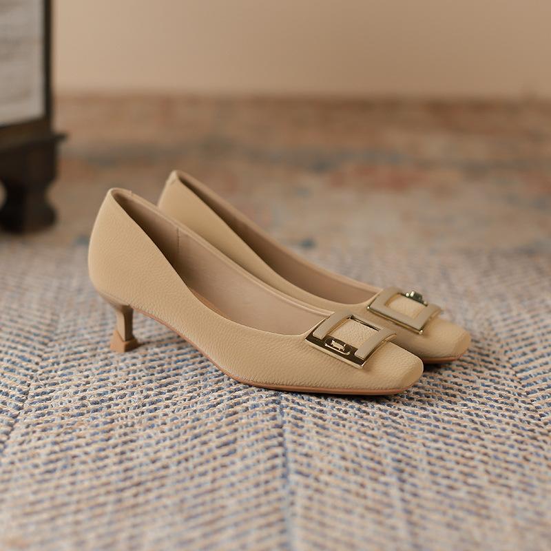 Pumps mit quadratischer Zehenpartie und Stilettoabsatz im Feenstil, Schuhe mit quadratischer Schnalle für Damen, niedrig geschnittene High Heels für Damen