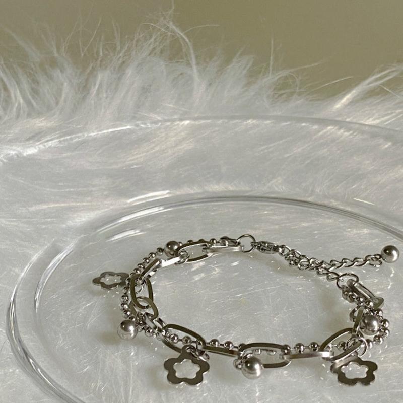 Fashion Hollow Flower Charm Bracelets Multilayer Bangle Jewelry for Women Girls