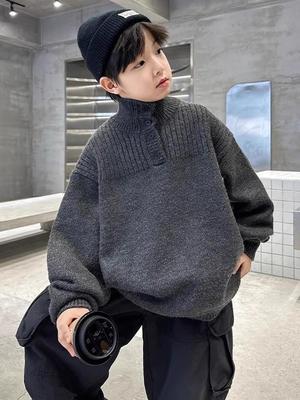 Dicker Strickpullover für Jungen - Herbst/Winter 2025 Trendiges Basisschicht