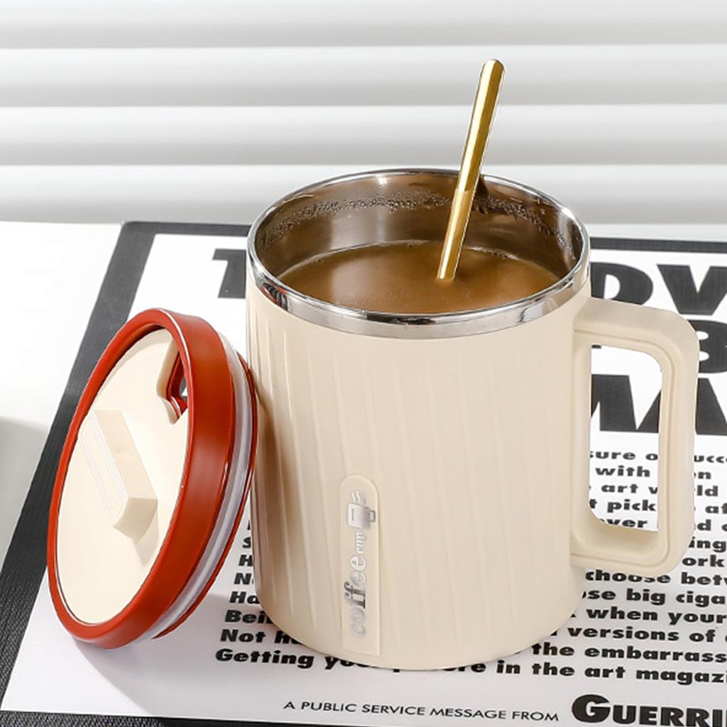 500Ml Portable Insulated Coffee Mug With Handle Leak-proof Double-layer Water Cup Large Capacity 304 Stainless Steel Coffee Cup