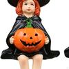 3x Pumpkin Witch Figurine Halloween Statue Decoration Gift Sculpture Resin Ornament for Indoor