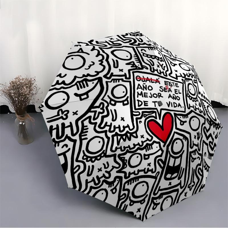 1pc Monster Heart Automatic Open/Close Umbrella Compact Folding Umbrella, All-Season Portable Umbrella for Women/Men F1124204
