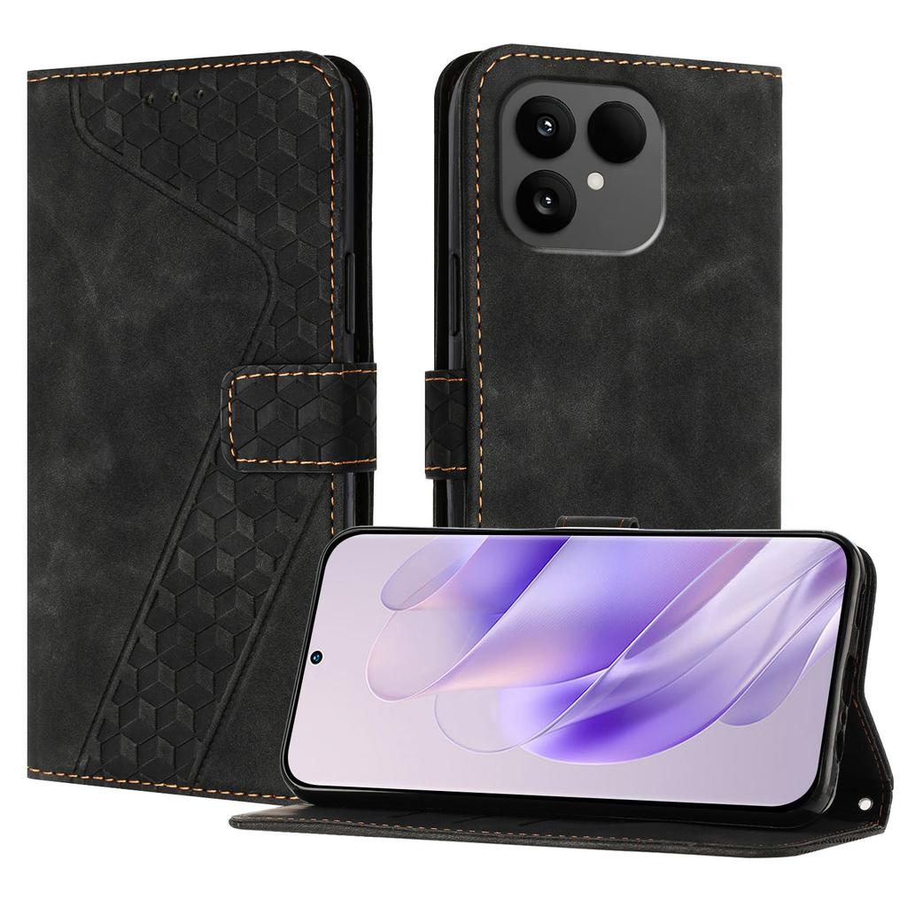 For Fairphone 6 Leather Case 7-Shaped Pattern Wallet Stand Shockproof Phone Cover