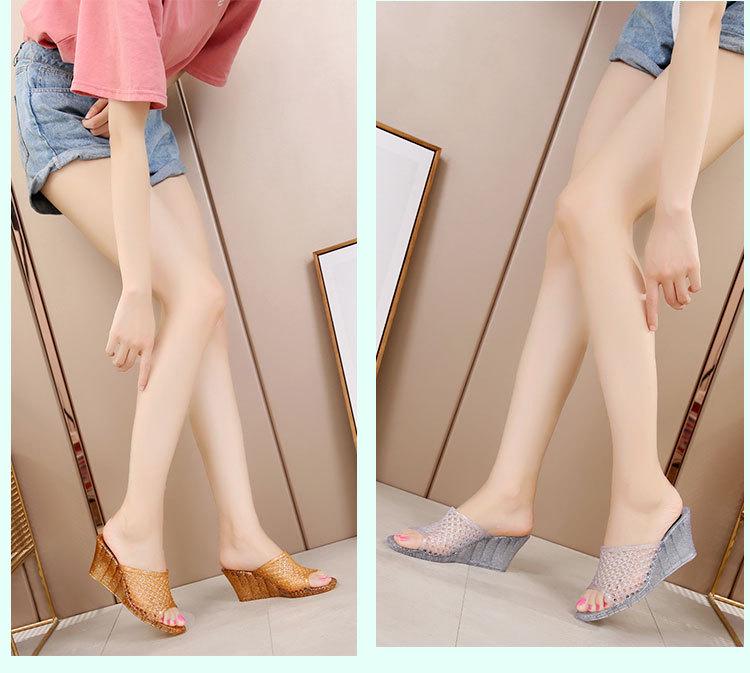 Women's High-Heeled Crystal Slippers: One-Strap, Non-Slip, Thick-Soled, Perfect for Spring & Summer Beach Days