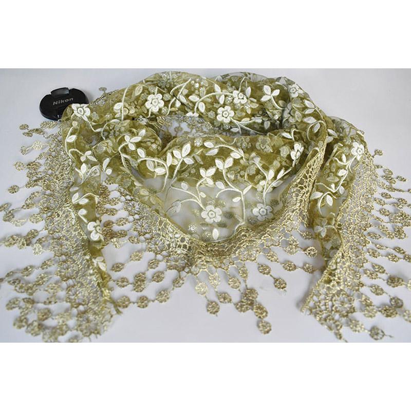 New Elegant Lace Scarf Hollow Out Embroidery Foulard Bandana Solid Color Triangular Scarf Thin Vintage Handkerchiefs Hair Woman