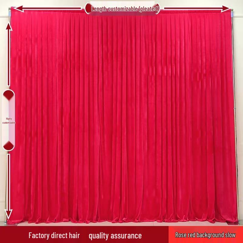Gold and Black Velvet Wedding Backdrop with Red Gauze Drapes