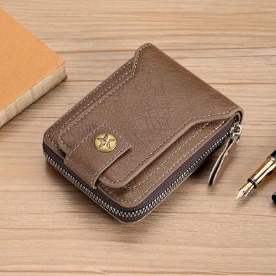 Vintage Kleine männer Brieftasche Pu Leder Kurze Geldbörse Männer Haspe Zipper